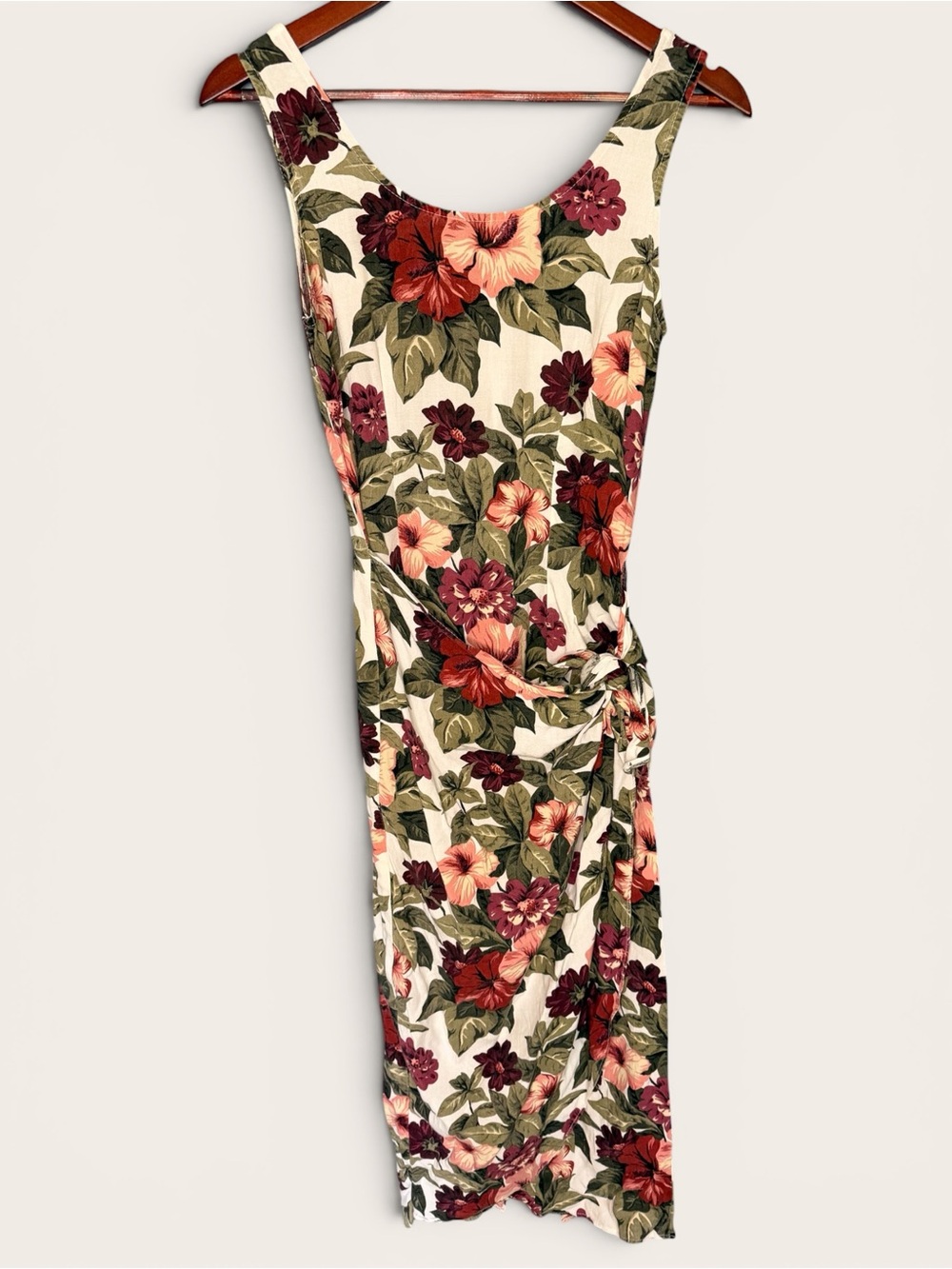 Vintage Elisse Floral Scoop Neck Wrap Dress Cottagecore 90s | Size 7/8